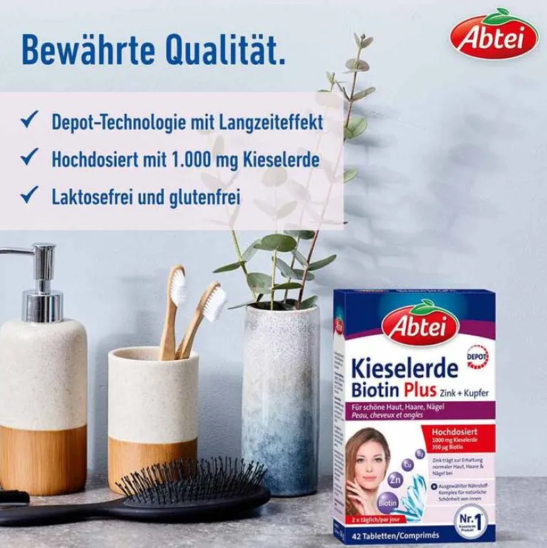 Vitamin B7 (Biotin)|Kieselerde-Abtei Kieselerde Biotin Plus Tabletten, 42 St