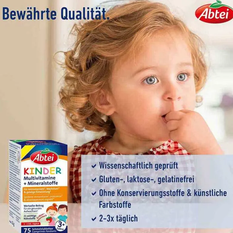Multivitamine-Abtei Kinder Multivitamin + Mineralst.DACH Schmelztab., 75 St