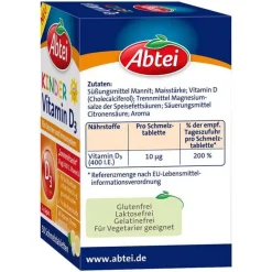 Abtei Kinder Vitamin D3 Schmelztabletten, 50 St-Kinder Multivitamine