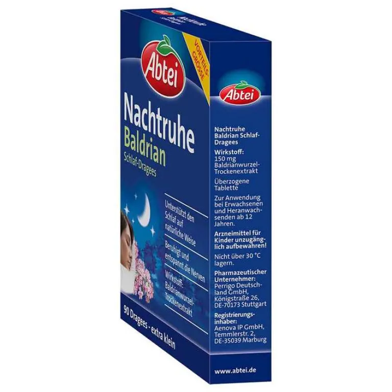 Abtei Baldrian|Beruhigungsmittel-Nachtruhe Baldrian Schlaf-Dragees, 90 St