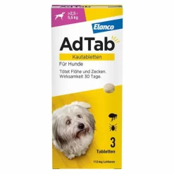 Adtab Flöhe, Zecken & Co.-™ Kautabletten für kleine Hunde 112 mg 2,5 bis 5,5 kg, 3 St