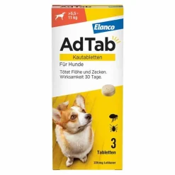 Adtab ™ Kautabletten für mittelgroße Hunde 225 mg 5,5 bis 11 kg, 3 St- Flöhe, Zecken & Co.