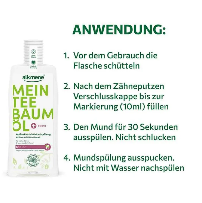 Alkmene Mein Teebaumöl antibakterielle Mundspülung, 500 ml- Mundspülung