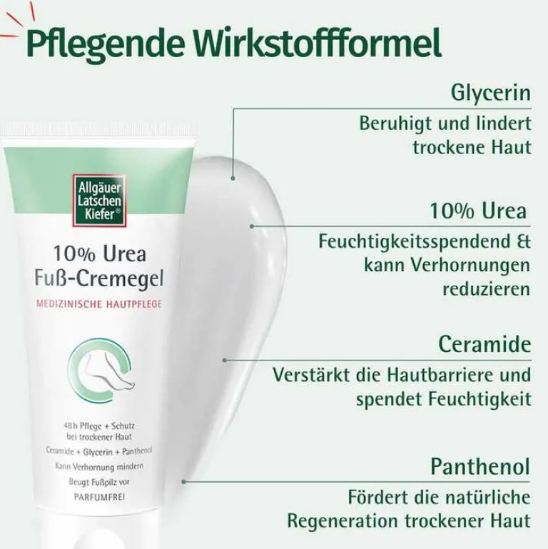 Allgäuer Latschenkiefer Fußpflegeprodukte-10% Urea Fuß Cremegel, 100 ml