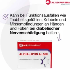 Aliud Pharma ALPHA-LIPON AL 600 Filmtabletten, 60 St- Medikamente|Alpha Liponsäure