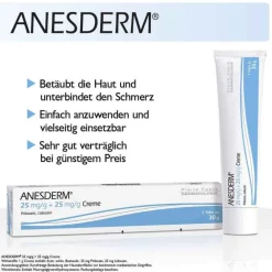 Anesderm 25 mg/g + 25 mg/g Creme + Pflaster, 5X5 g- Lidocain