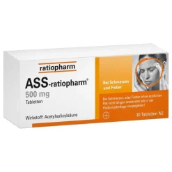Ratiopharm Kopfschmerztabletten|Ass-Acetylsalicylsäure-ASS 500 mg Tabletten, 30 St
