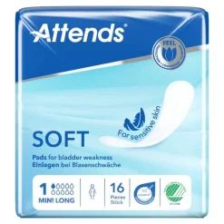 Attends Ein- & Vorlagen-Soft 1 mini long Einlagen anatomisch, 16 St