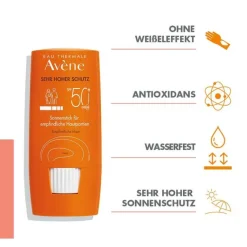 Avene Lsf 50+-Sonnenstick SPF 50+ empfindliche Hautpartien, 8 g