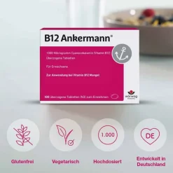 B12 1000 µg Vitamin B12 Tabletten hochdosiert, 100 St^Ankermann Hot