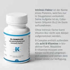 Klean Labs Vitamin B Komplex-B-Complex mit Methylfolat und Intrinsic Factor Kap, 60 St