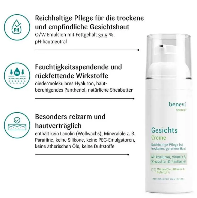 Benevi Neutral Gesichts-Creme, 50 ml- Tagespflege