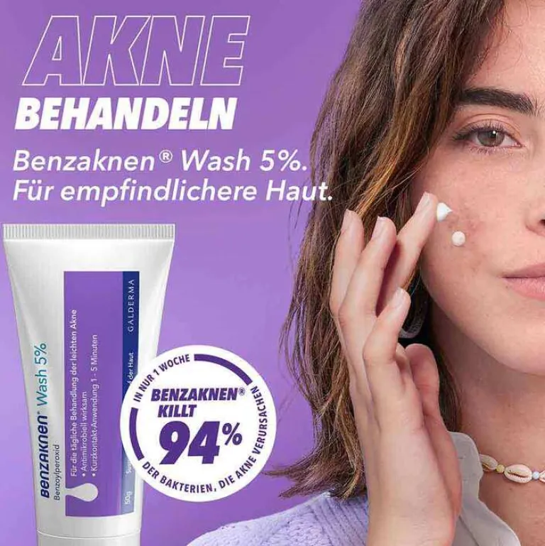 Benzaknen Akne-Creme-® Wash 5% Suspension bei unreiner Haut und leichter Akne, 50 g