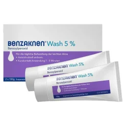 Benzaknen Akne-Creme-® Wash 5% Suspension bei unreiner Haut und leichter Akne, 2X100 g