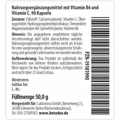 Betadur Kapseln, 90 St- Vitamin C (Ascorbinsäure)|Vitamin B6 (Pyridoxin)