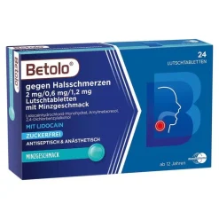 Betolo ® gegen Halsschmerzen Lutschtabletten Minzgeschmack, 24 St- Halsschmerztabletten
