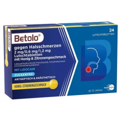 Betolo Halsschmerztabletten-® gegen Halsschmerzen Lutschtabletten Honig & Zitronengeschmack, 24 St
