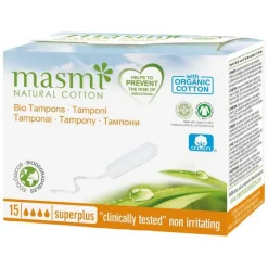 Masmi Bio Tampons Super Plus 100% Bio Baumwolle , 15 St- Tampons