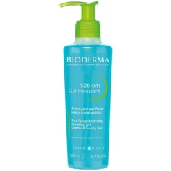 Bioderma Sebium Gel Moussant Reinigungsgel für unreine, ölige, zu Akne neigende Haut, 200 ml- Handseife|Unreine Haut