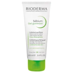 Bioderma Sebium Gommant Peelinggel für Mischhaut, ölige, unreine und zu Akne neigende Haut, 100 ml- Gesichtspeeling