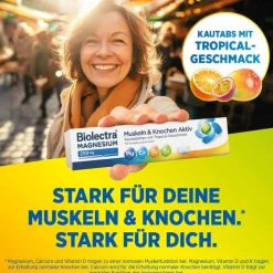 Biolectra Magnesium 250 mg Muskeln & Knochen Aktiv Kautabletten, 30 St- Vitamin K|Vitamin D (Colecalciferol)