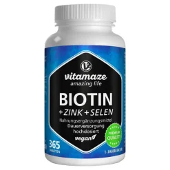 Vitamaze Biotin 10 mg hochdosiert + Zink + Selen Tabletten, 365 St- Vitamin B7 (Biotin)