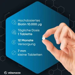 Vitamaze Biotin 10 mg hochdosiert + Zink + Selen Tabletten, 365 St- Vitamin B7 (Biotin)