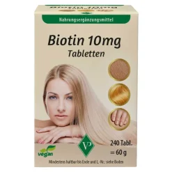 Velag Biotin 10 mg hochdosiert vegan Tabletten, 240 St- Vitamin B7 (Biotin)