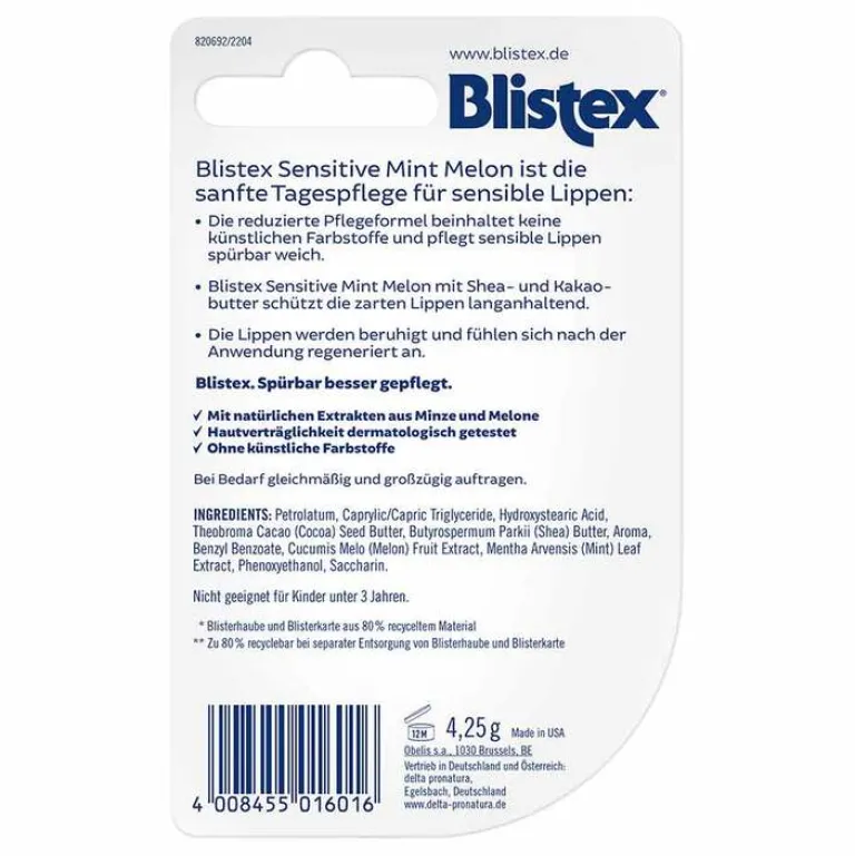 Blistex Sensitive Mint Melon Stift, 4.25 g- Lippenpflege
