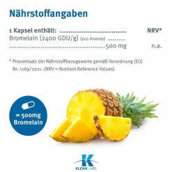 Bromelain 500 mg Kapseln, 60 St^Klean Labs Hot