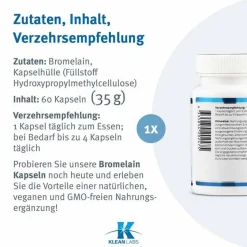 Bromelain 500 mg Kapseln, 60 St^Klean Labs Hot