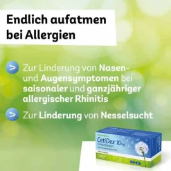 Cetidex 10 mg Filmtabletten, 100 St- Cetirizin|Allergie Tabletten