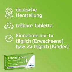 axicur Cetirizin|Allergie Tabletten-Cetirizin ® 10 mg Filmtabletten, 50 St