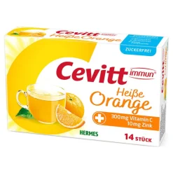 Cevitt Zink|Vitamin C (Ascorbinsäure)-immun heiße Orange zuckerfrei Granulat, 14 St