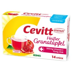 Cevitt Zink|Vitamin C (Ascorbinsäure)-immun heißer Granatapfel zuckerfrei Granulat , 14 St