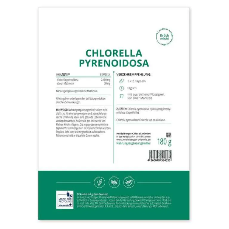 Heidelberger Chlorella Chlorella-Chlorella Pyrenoidosa Kapseln, 180 g