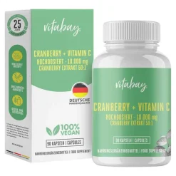 Vitabay Cranberry + Vitamin C 10.000 mg hochdosiert Kapseln, 90 St- Vitamin C (Ascorbinsäure)