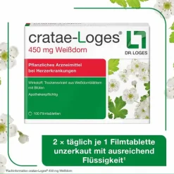 cratae-Loges 450 mg Weißdorn Filmtabletten, 100 St^Dr. Loges New