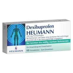 Heumann Dexibuprofen 200 mg Filmtabletten, 10 St- Zahnschmerztabletten|Kopfschmerztabletten