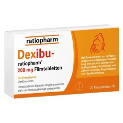 Ratiopharm Zahnschmerztabletten|Regelschmerzen Tabletten-Dexibu- 200 mg Filmtabletten, 20 St