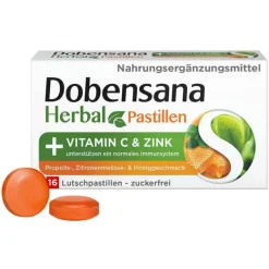 Dobensana Zink|Vitamin C (Ascorbinsäure)-Herbal Honiggeschmack Vitamin C & Zink Pastillen, 16 St