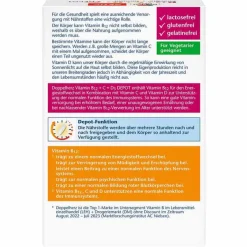 Doppelherz Vitamin D (Colecalciferol)|Vitamin C (Ascorbinsäure)-B12 + C + D3 Depot aktiv Tabletten, 30 St