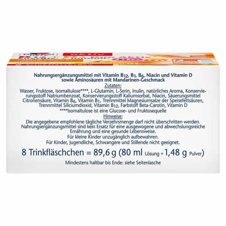 Doppelherz B12 + D3 Duo Aktiv Trinkampullen, 8 St- Vitamin D (Colecalciferol)|Vitamin B12 (Cobalamin)