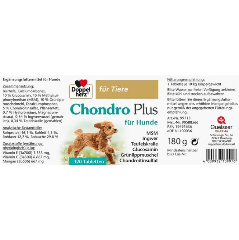 Doppelherz Vitamine-Mineralstoffe-für Tiere Chondro Plus Tabletten für Hunde, 120 St