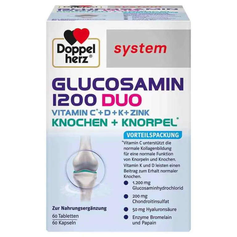 Doppelherz Glucosamin-Chondroitin-Glucosamin 1200 Duo system Kombipackung, 120 St