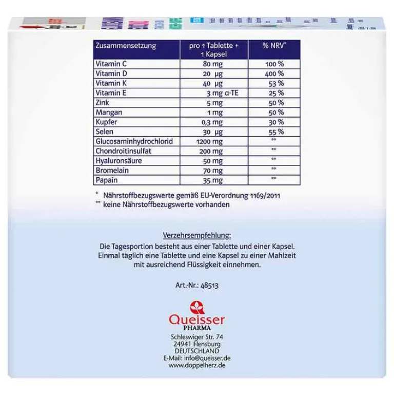 Doppelherz Glucosamin-Chondroitin-Glucosamin 1200 Duo system Kombipackung, 120 St