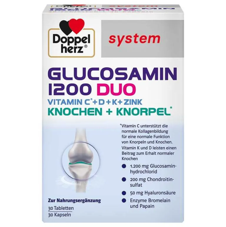 Doppelherz Glucosamin-Chondroitin-Glucosamin 1200 Duo system Kombipackung, 60 St