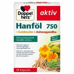 Doppelherz Hanföl + Goldmohn + Ashwagandha Kapseln, 30 St- Ashwagandha