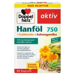 Hanföl + Goldmohn + Ashwagandha Kapseln, 80 St^Doppelherz Outlet