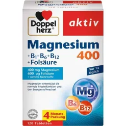 Doppelherz Magnesium 400 + B1 + B6 + B12 + Folsäure Tabletten , 120 St- Magnesium